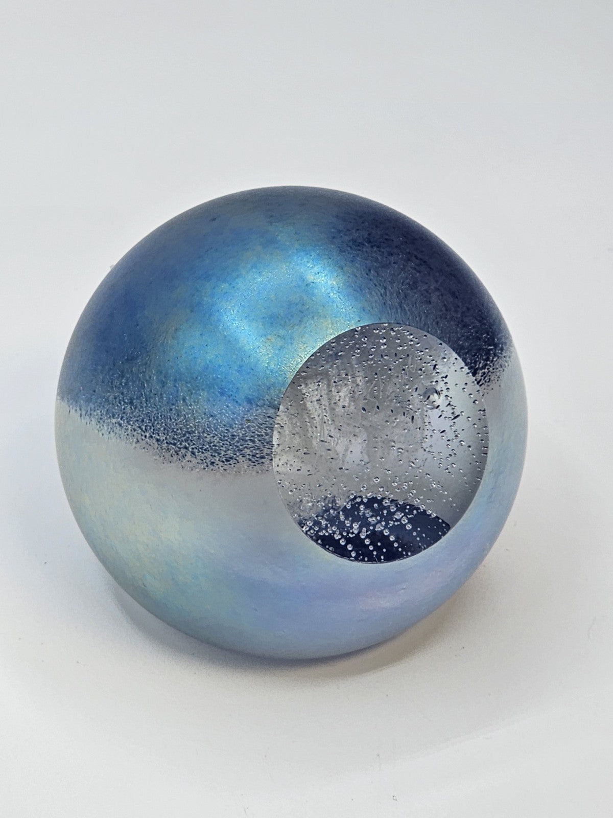Signed April Showers Iridescent Blue Green Purple Paperweight 3 In Rain Clouds