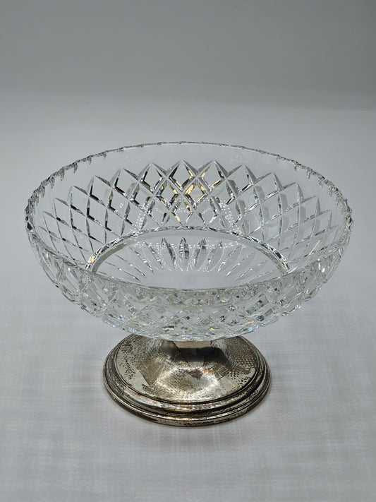 Hawkes Centerpiece Compote Bowl With Sterling Base 7.25 In Wide X 4.5 In Tall 