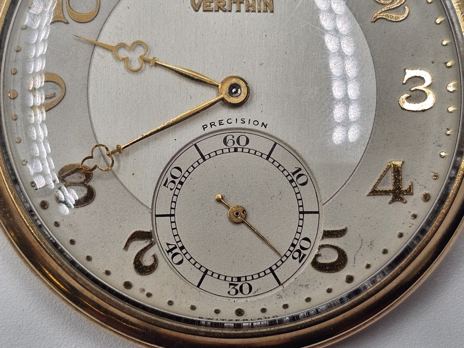 10k Gold Filled Gruen Verithin Pocket Watch Working Condition 