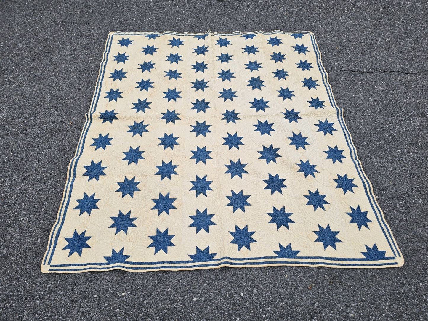19th Century Antique Circa 1850 Floating 8 Point Star Lap Americana Quit 63 X 72