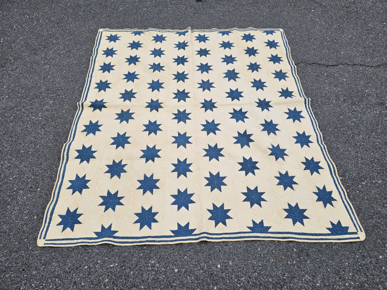 19th Century Antique Circa 1850 Floating 8 Point Star Lap Americana Quit 63 X 72