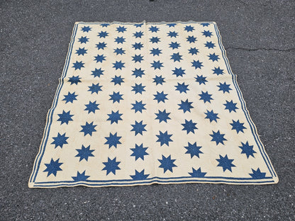 19th Century Antique Circa 1850 Floating 8 Point Star Lap Americana Quit 63 X 72