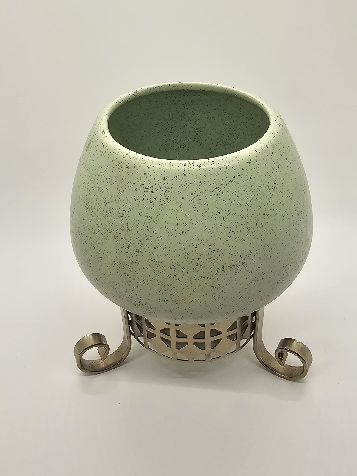 Stanford Sebring Pottery Atomic Age MCM Vase With Tripod Vase Mint Green