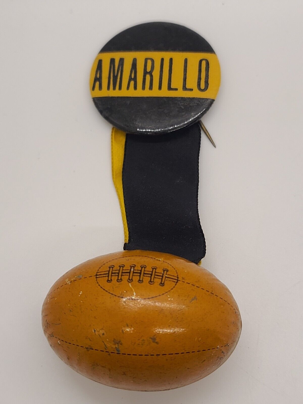 Vintage Amarillo Texas w Dangling Football Pinback Button Germany 1930's?