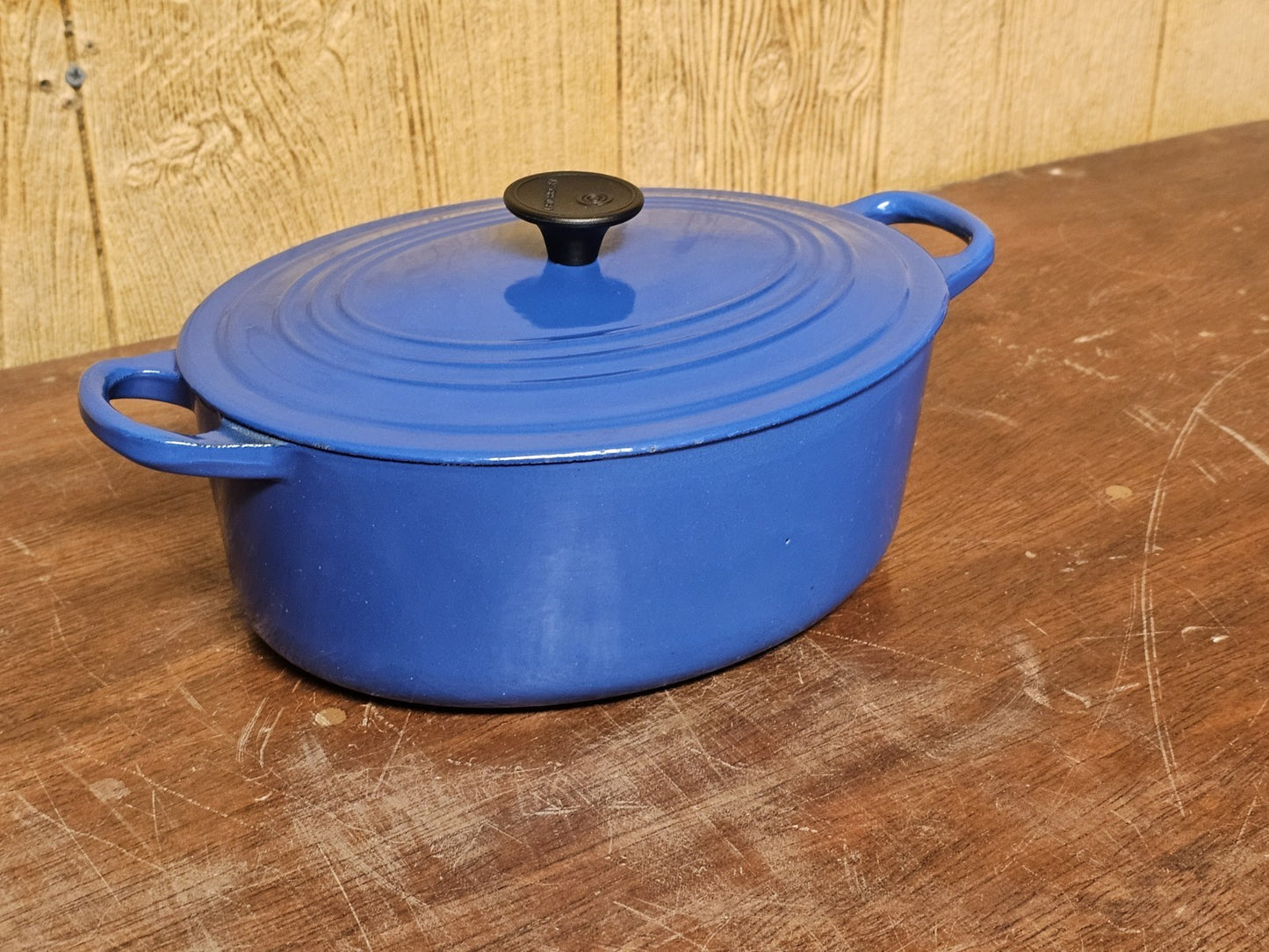 Le Creuset Enameled Cast Iron Signature Oval Casserole Blue Good Condition Used