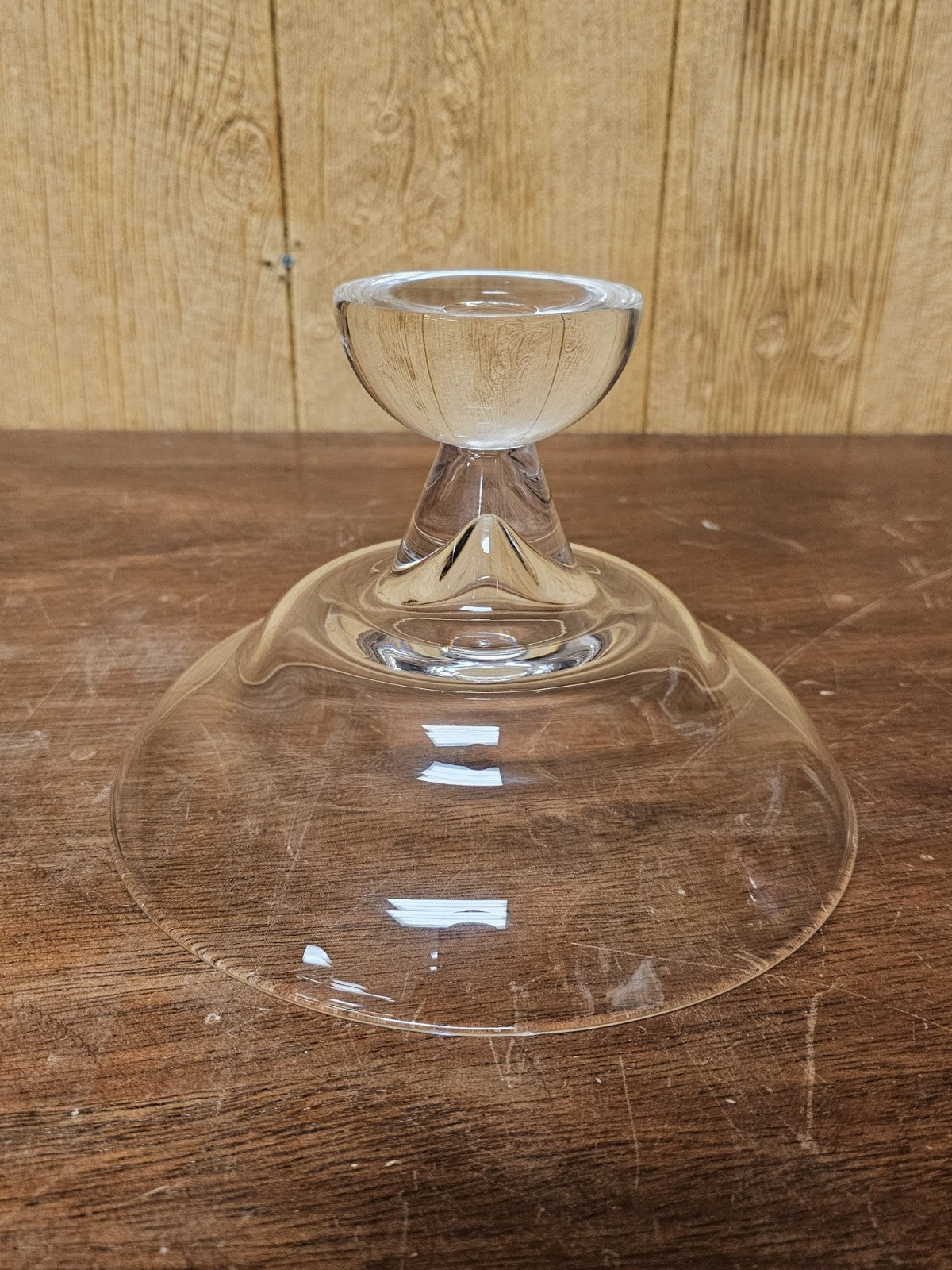 Steuben Signed Crystal Glass Cloud Pedestal Bowl Centerpiece 6.25 In Tall