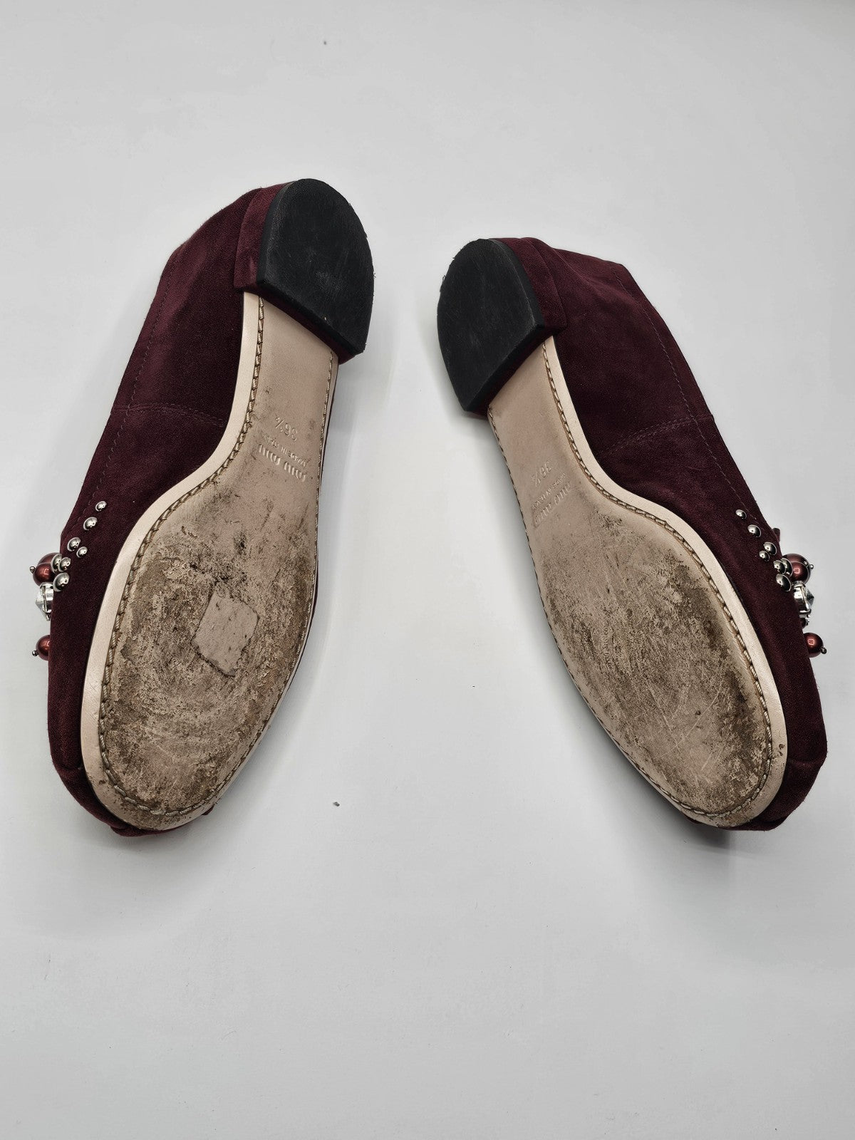 Miu Miu Bling Jeweled Crystal Slip-on Flats Shoes Size 36.5 Used 