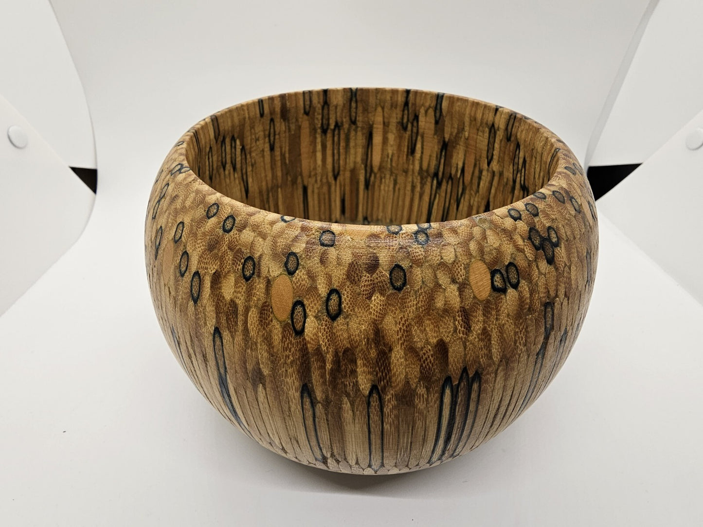 Hand-Turned Carved Bowl Handmade Unique Wood Compressed Pencils? Matches?