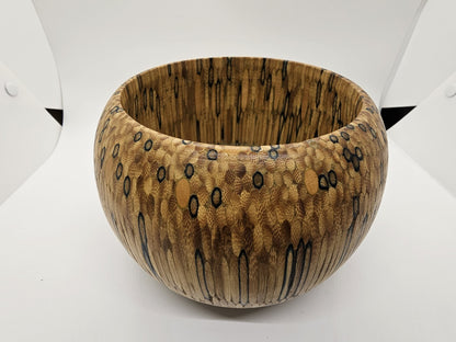 Hand-Turned Carved Bowl Handmade Unique Wood Compressed Pencils? Matches?