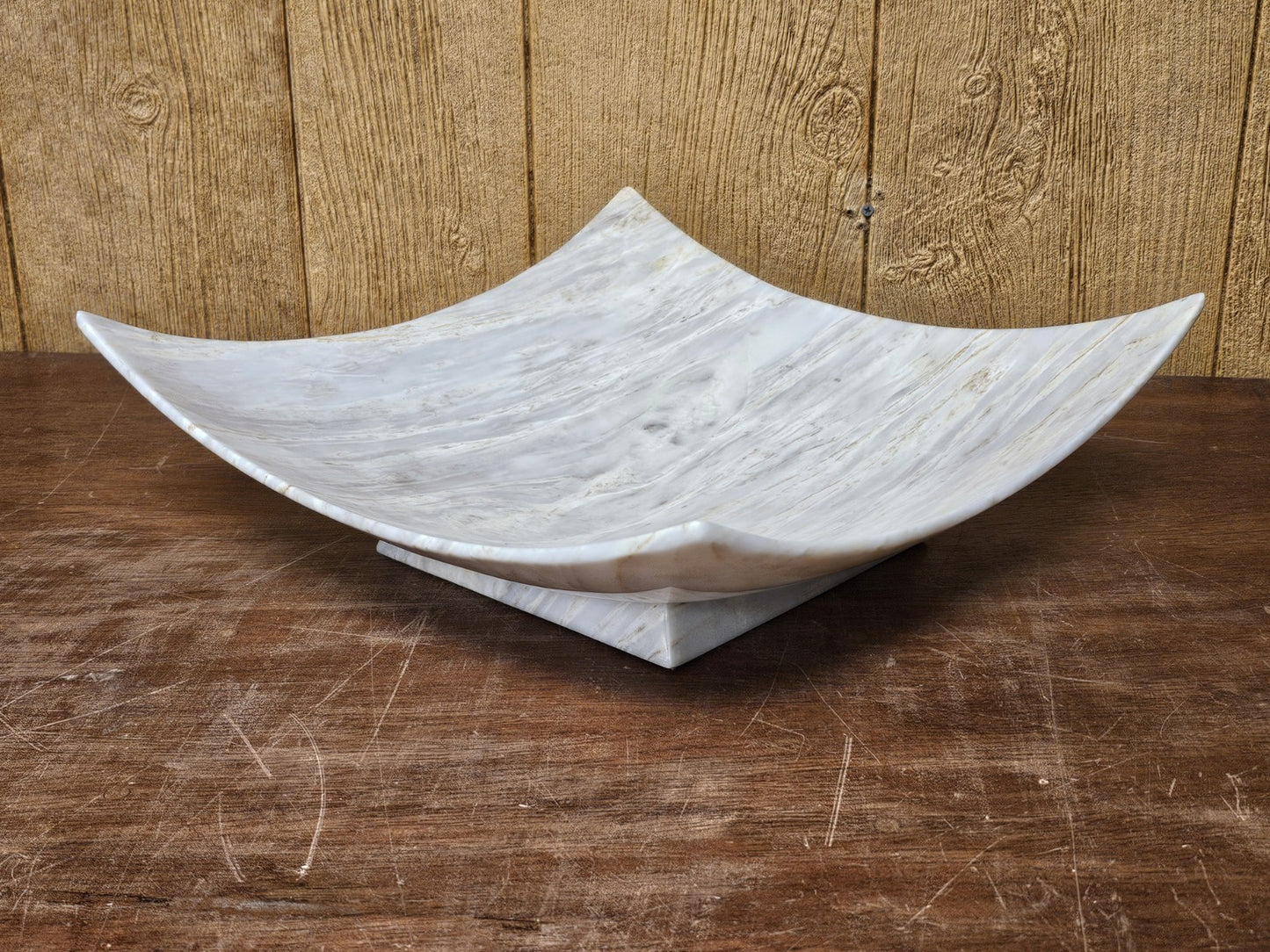 Post Modern Maitland-Smith Large Carved Marble? Centerpiece Dish Bowl