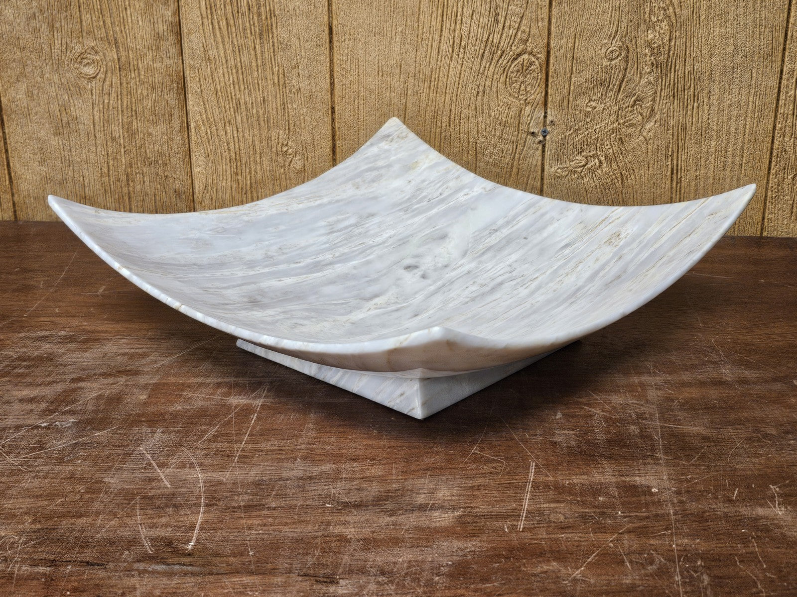 Post Modern Maitland-Smith Large Carved Marble? Centerpiece Dish Bowl