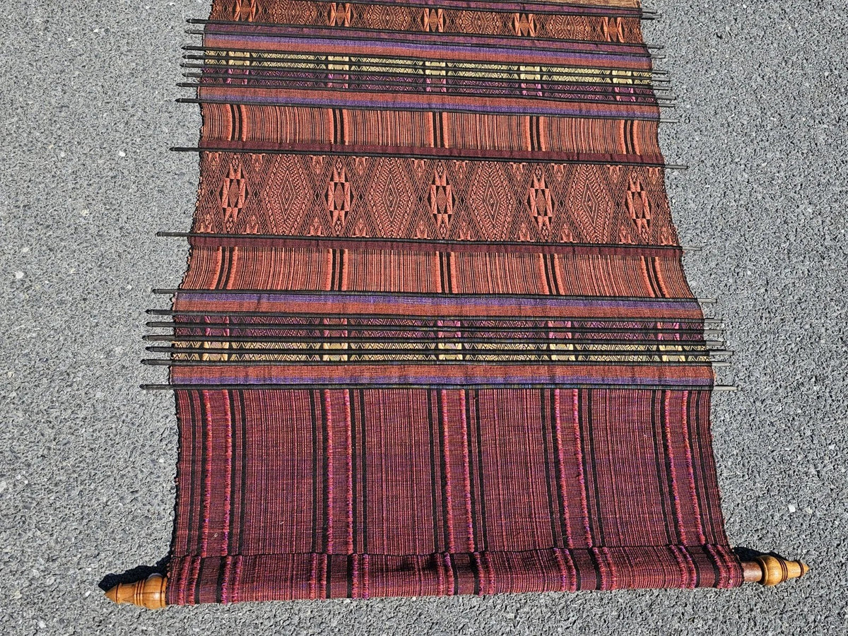 Asian Oriental Textile Fabric Hanging Wall Art Decor By Sop Moei Arts 87" Long