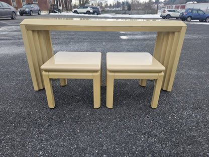 Vtg Post Modern Lacquered Console Table & Side Table Stool Pair Lane Furniture 