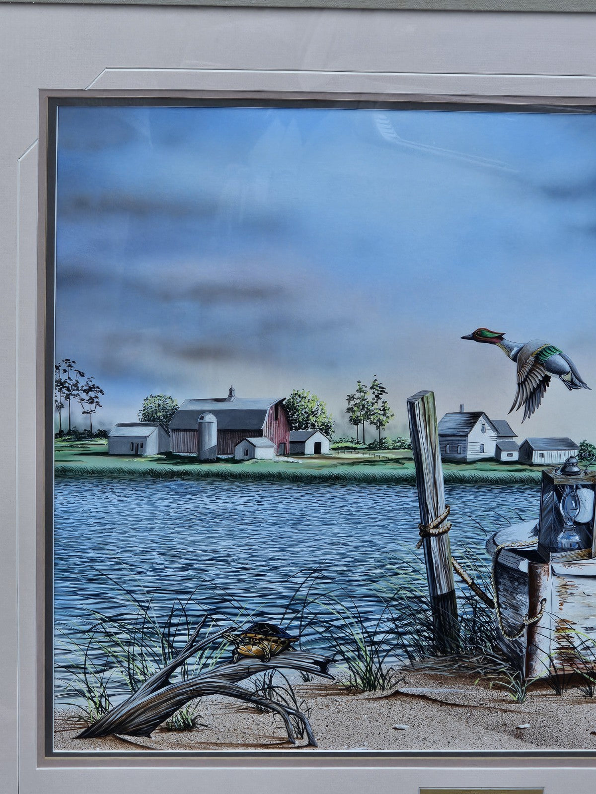 Original Oil On Board Painting Of Green Winged Teal Ducks Chesapeake Bay Area MD