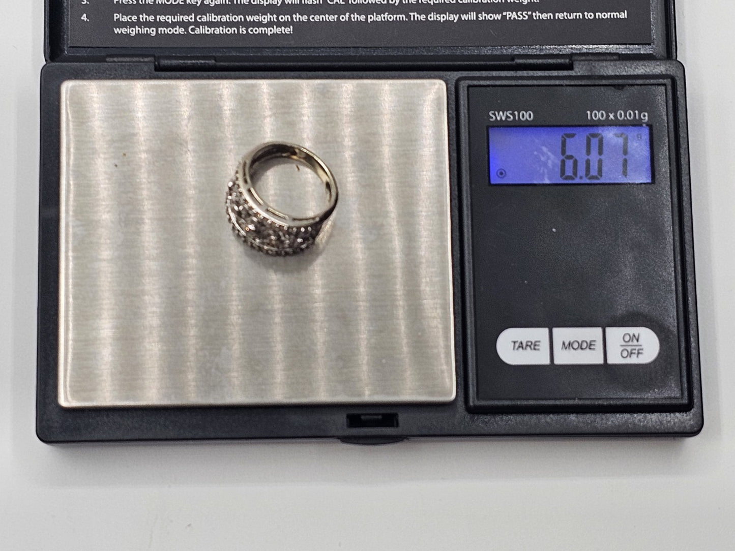 14K White Gold Floral Diamond Cocktail Ring Size 5.5 Clear Stones 6 Grams