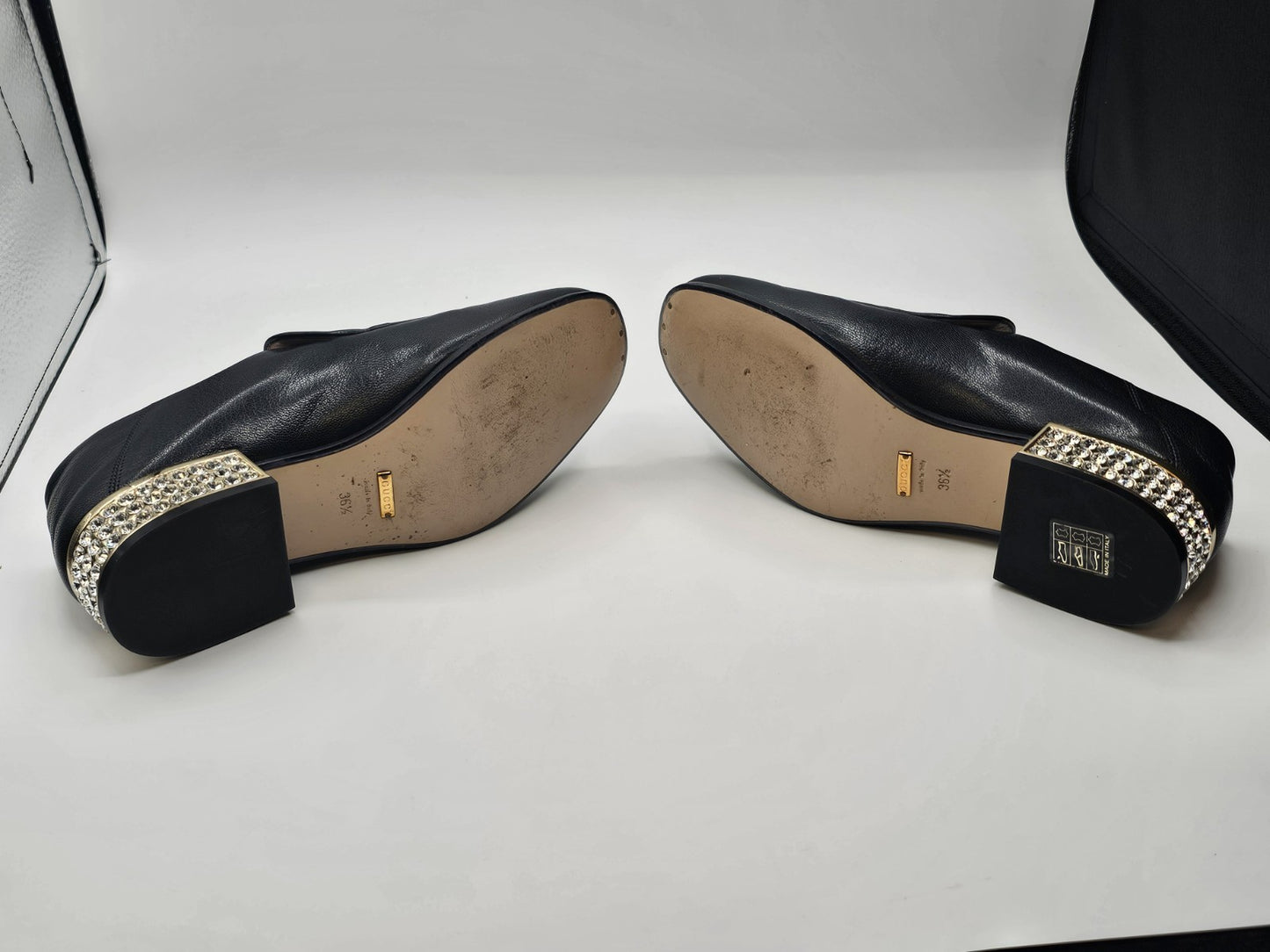 Gucci Horsebit Leather Loafers Mules With Crystals Size 36.5 Gently Used 