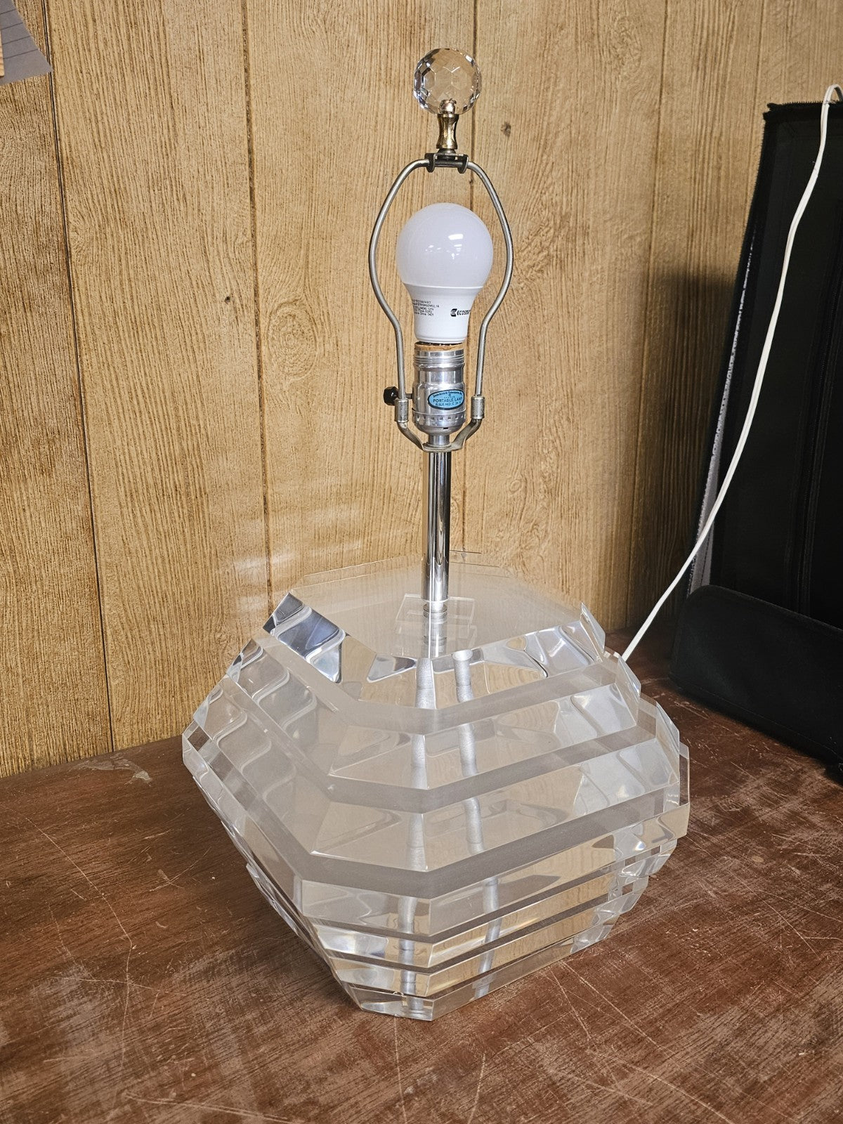 Post Modern Chunky Stacked Mobile Lucite Table Lamp George Bullio 23.5 In Tall