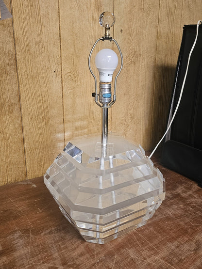 Post Modern Chunky Stacked Mobile Lucite Table Lamp George Bullio 23.5 In Tall