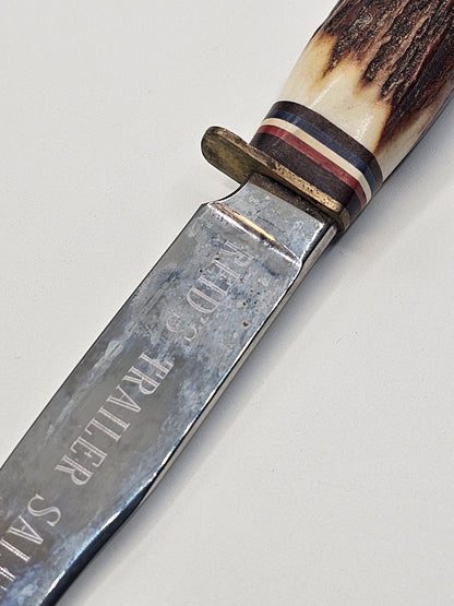 Rostfrei Solingen Germany Stag Horn Hunting Knife Engraved Blade Advertising 8" 