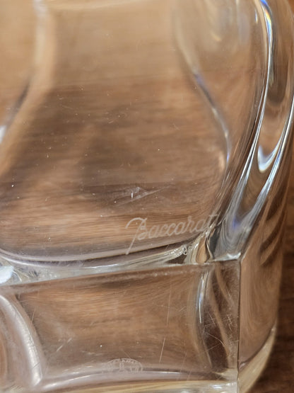 Baccarat Celine Square Crystal Floral Vase Tall Signed 1980s Rare Small Chip