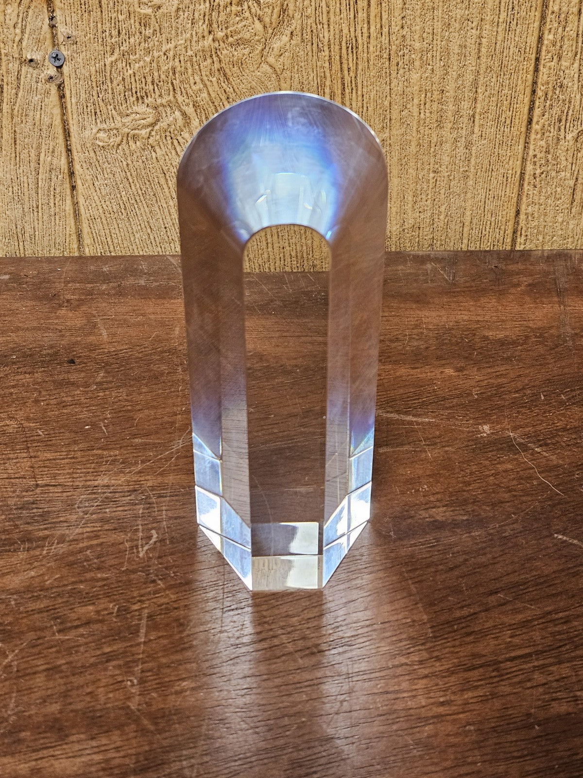 Hoya Crystal “Portal” Sculpture By Toshio Sugasawa 8.25" T x 3" x 2" Light Decor