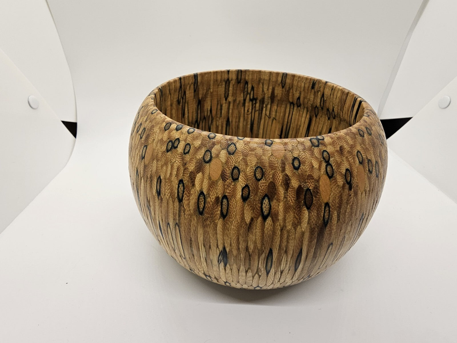 Hand-Turned Carved Bowl Handmade Unique Wood Compressed Pencils? Matches?