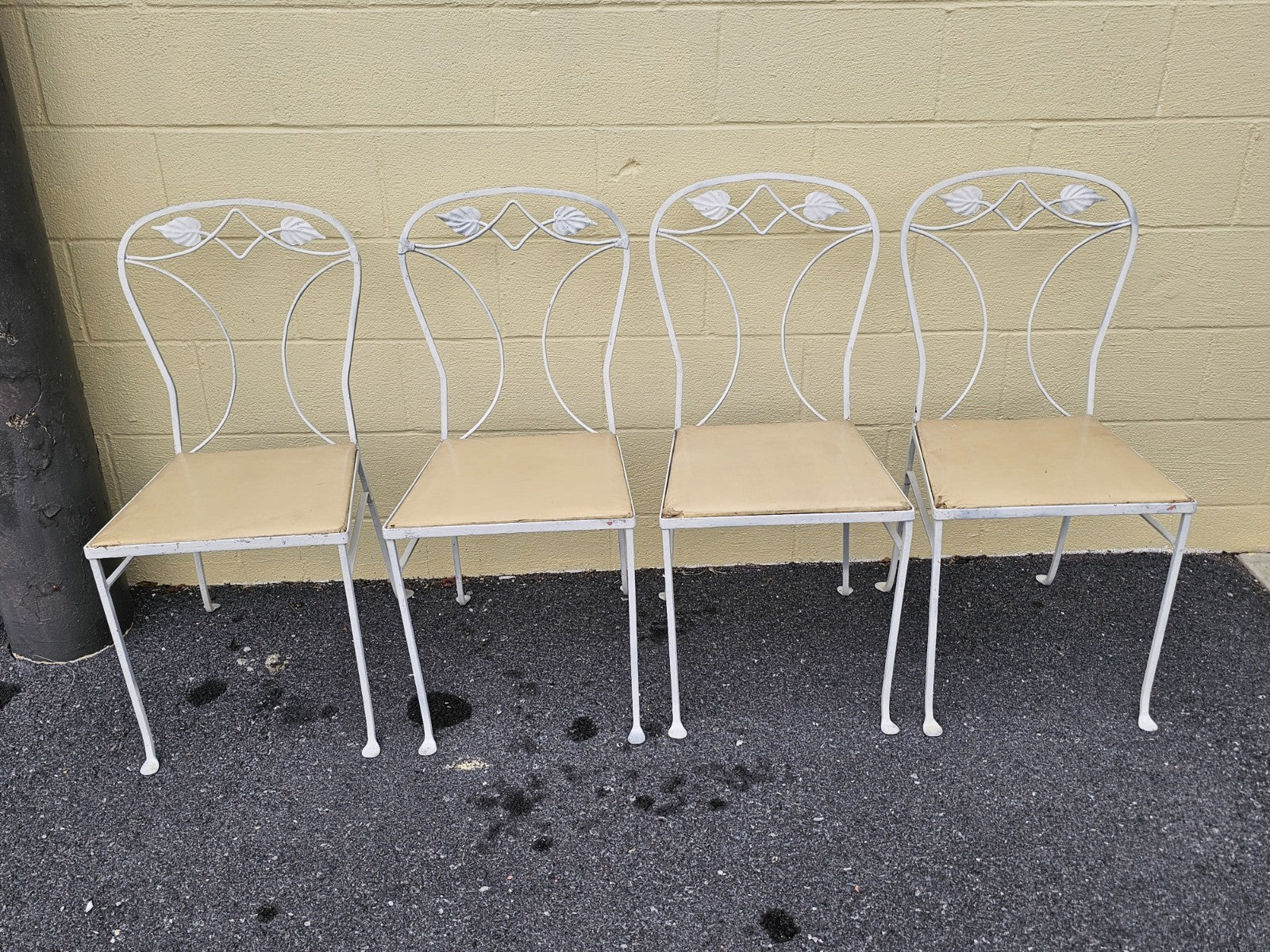MCM Wrought Iron Salterini? Style Garden Patio Table & 4 Chairs