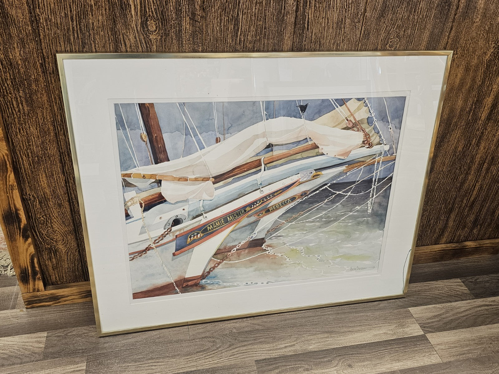 Original Watercolor Painting Mamie A Mister Historic Chesapeake Bay Oyster Boat