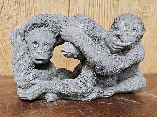 See Hear Speak No Evil Set 3x Monkey Statue |Reconstituted Stone Garden Ornament