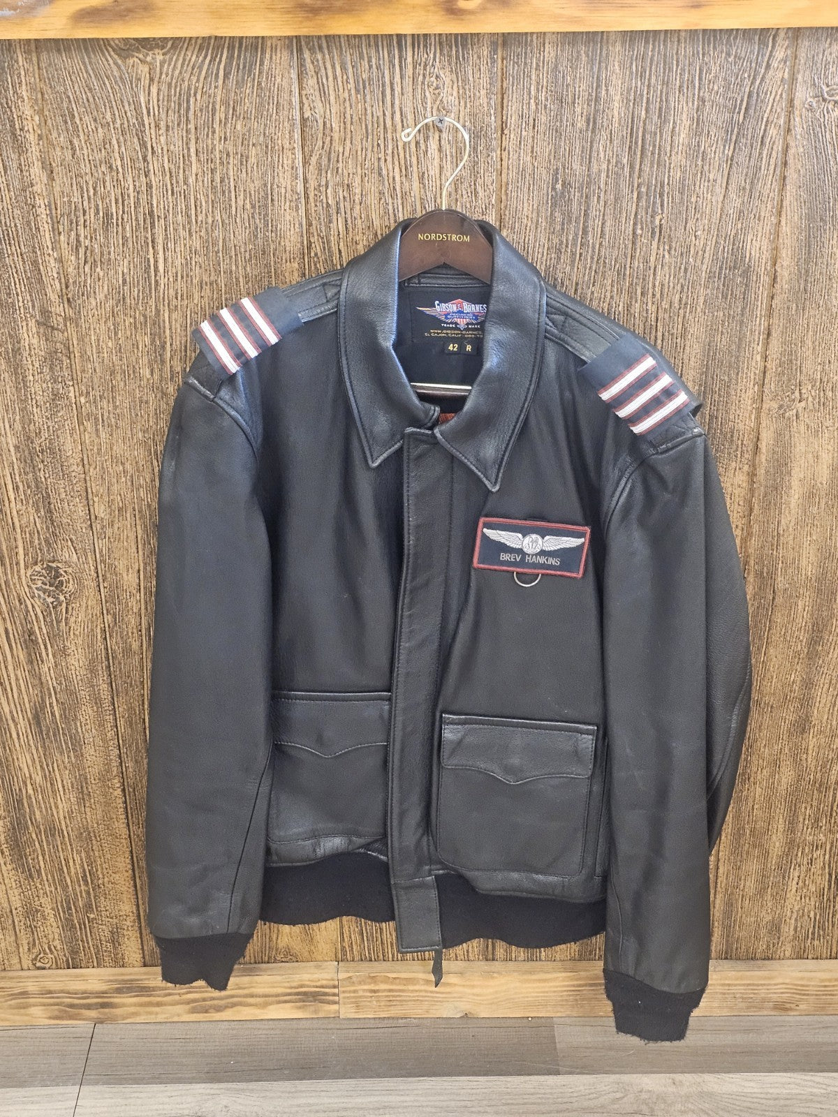 Vtg American Airlines Gibson & Barnes Men's Skyliner Flight Leather Jacket  42R