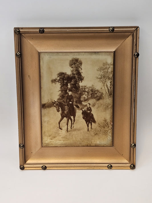 Jean-Richard Goubie Framed Etching? Woman & Child On Horse & Pony