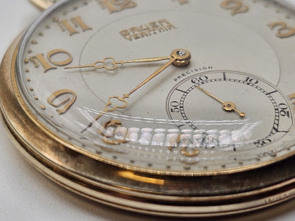 10k Gold Filled Gruen Verithin Pocket Watch Working Condition 