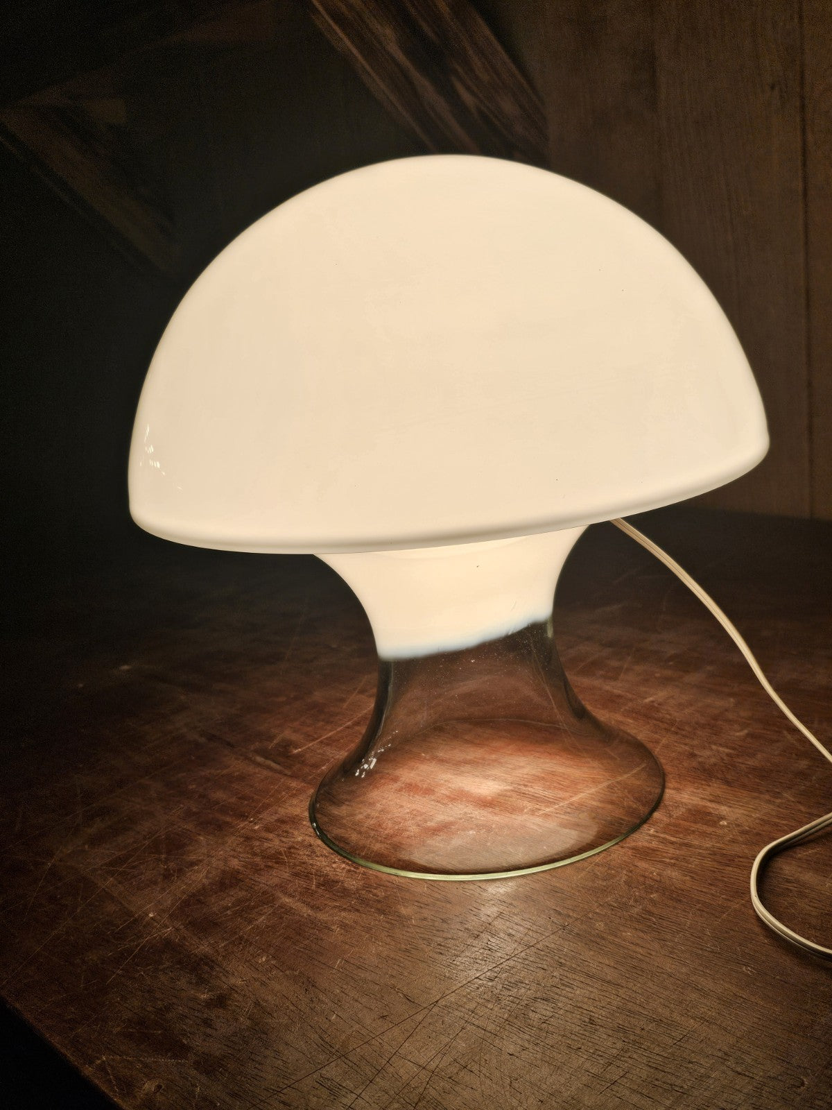 MCM Postmodern Italian Murano Glass Mushroom Table Lamp Gino Vistosi 14.5" Tall
