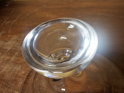 Steuben Signed Crystal Glass Cloud Pedestal Bowl Centerpiece 6.25 In Tall