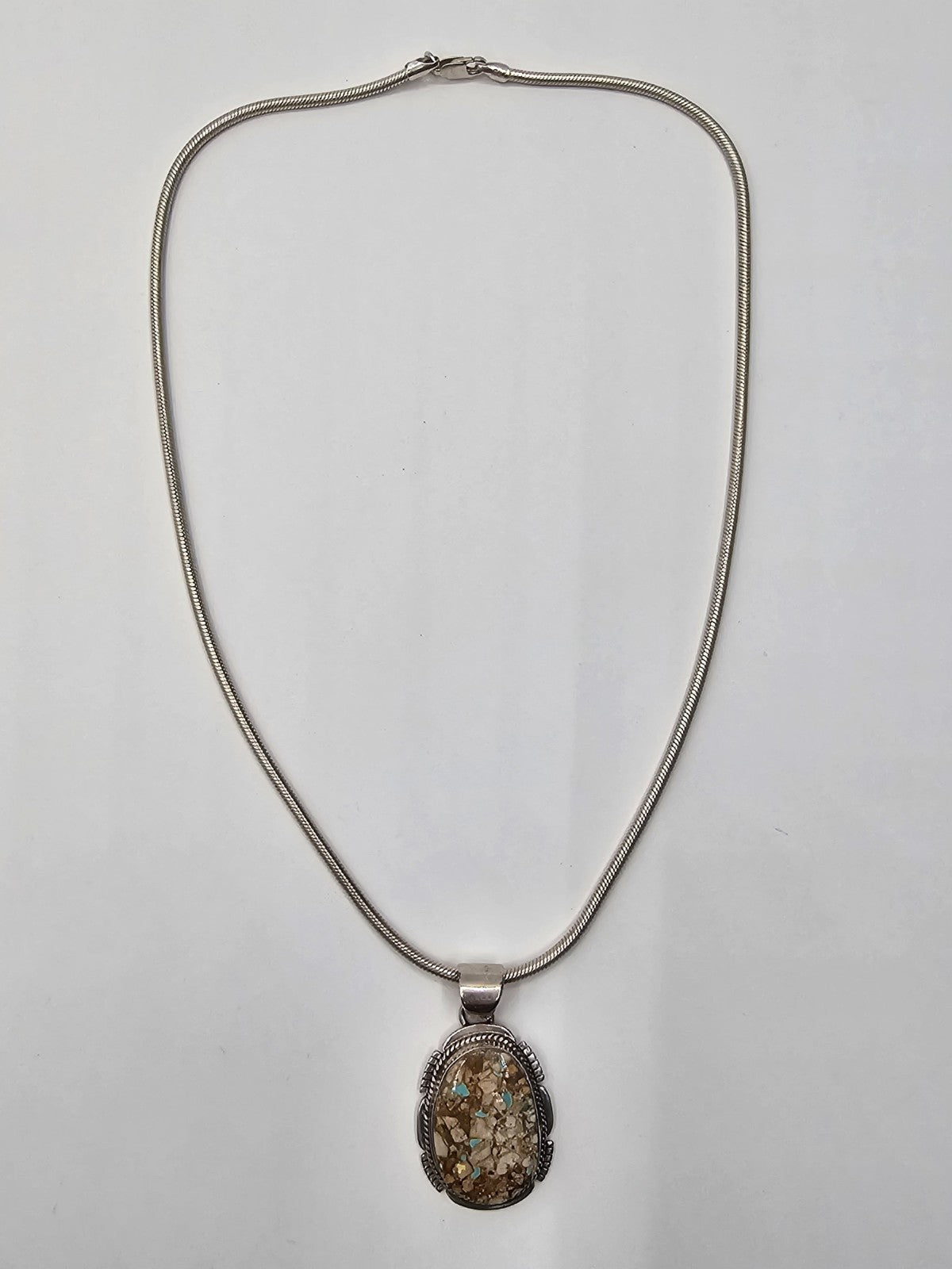 Vtg Kathy Yazzie 925 Sterling Boulder Turquoise Necklace & Earrings