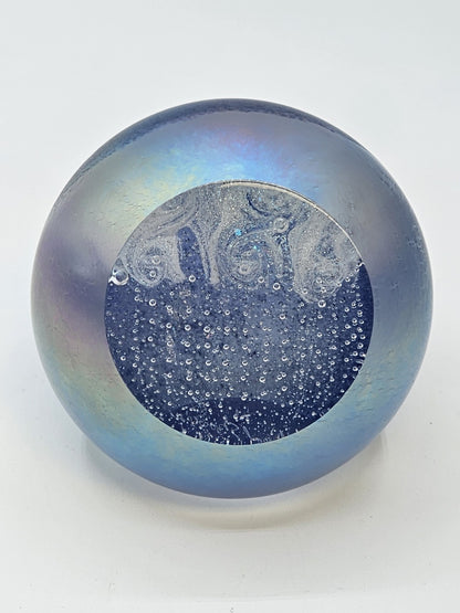 Signed April Showers Iridescent Blue Green Purple Paperweight 3 In Rain Clouds
