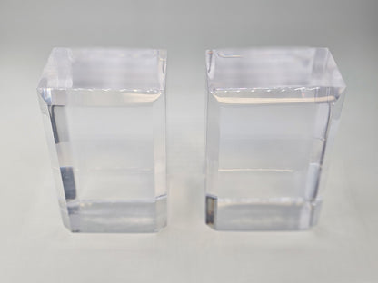 MCM Lucite Acrylic Display Base Pair Block Plateaus 6 In Tall W Beveled Sides