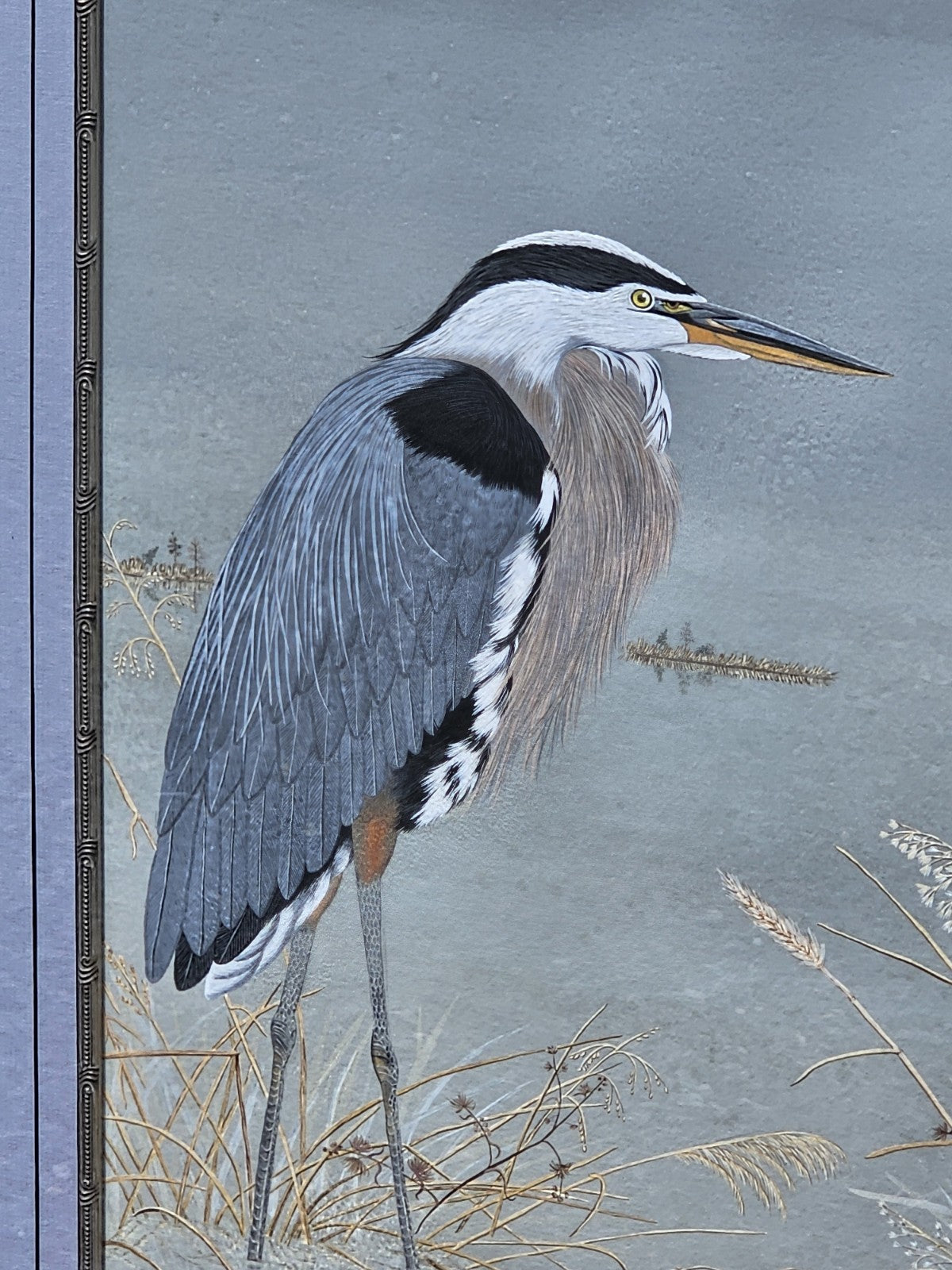 Original Signed Watercolor Painting Of Blue Heron Chesapeake Bay Area MD