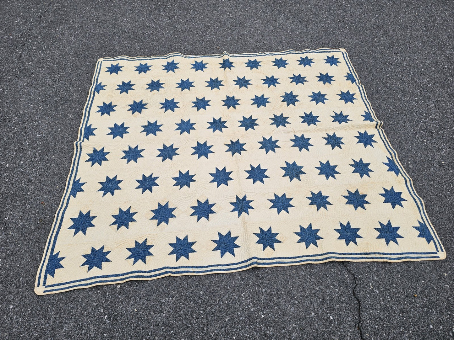 19th Century Antique Circa 1850 Floating 8 Point Star Lap Americana Quit 63 X 72