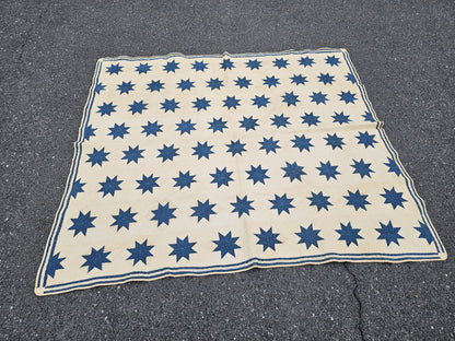 19th Century Antique Circa 1850 Floating 8 Point Star Lap Americana Quit 63 X 72