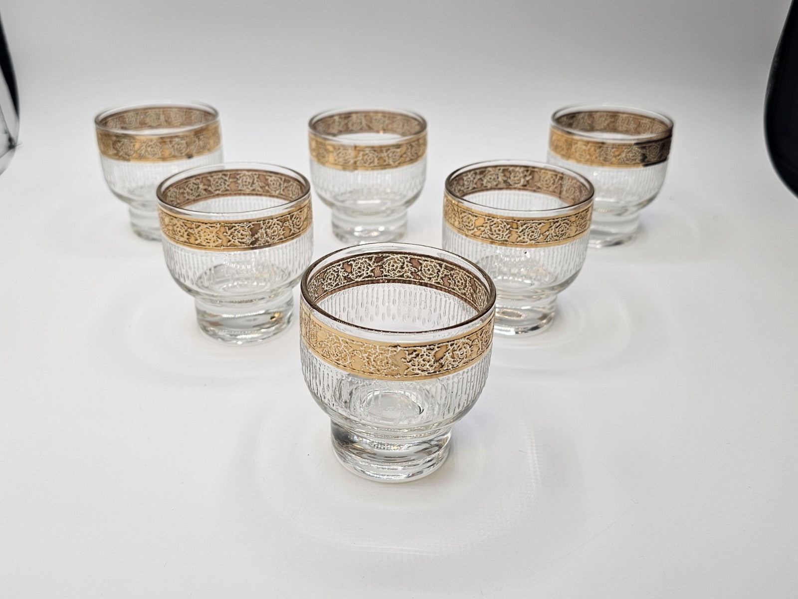 Vtg MCM Culver Gold Rim Tyrol Hollywood Regency Cocktail Pitcher & Glasses