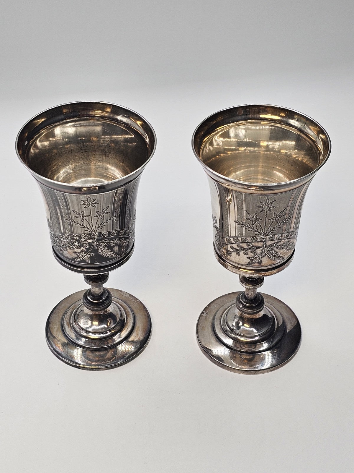 Reed & Barton Silver Plated Goblet Chalice Champagne Goblet Pair Very Ornate