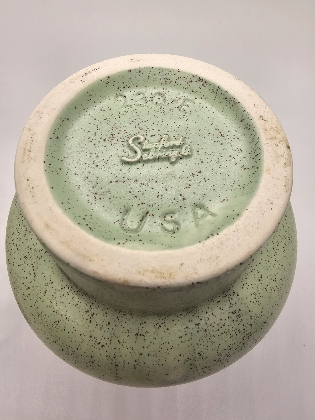 Stanford Sebring Pottery Atomic Age MCM Vase With Tripod Vase Mint Green