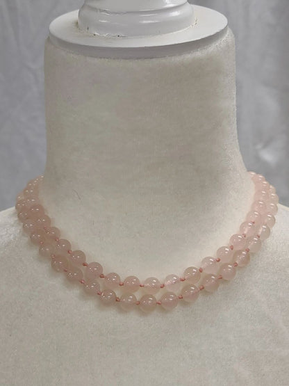 Pink Quartz Love Gemstone Beaded Necklace