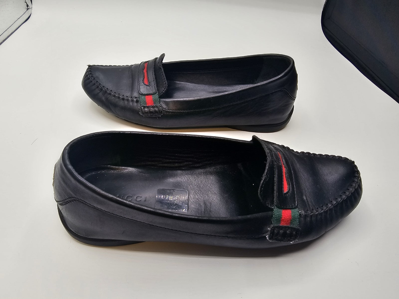 Gucci Moccasins Loafers Flats Size 35.5 Used Black Some Wear