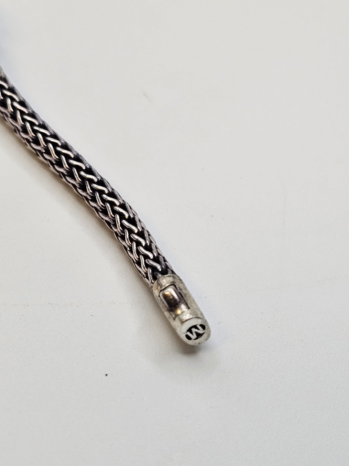 John Hardy 925 Sterling White Topaz Woven Bracelet 33 Grams 7.5 Inch 3 Stones
