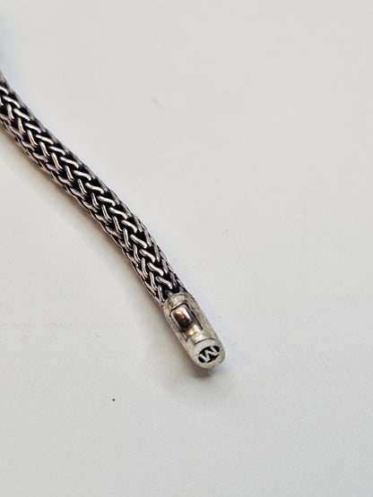 John Hardy 925 Sterling White Topaz Woven Bracelet 33 Grams 7.5 Inch 3 Stones