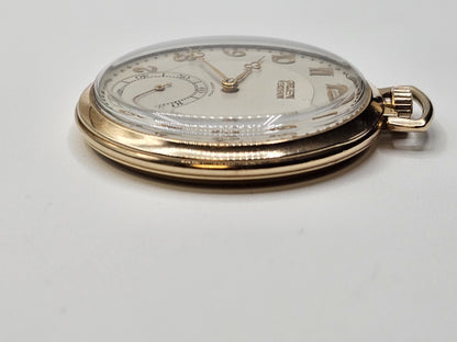 10k Gold Filled Gruen Verithin Pocket Watch Working Condition 