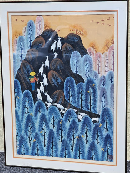 Original Zhang Xuanzheng Chinese Farmer Peasant Folk Art Watercolor Painting