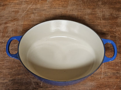 Le Creuset Enameled Cast Iron Signature Oval Casserole Blue Good Condition Used